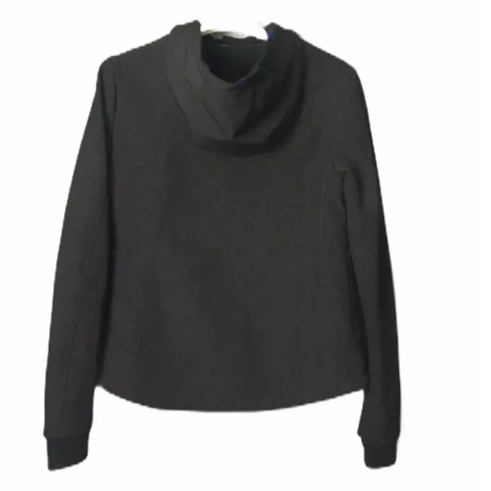 Blanc Noir Zip Front Hooded Active Utility Jacket Windbreaker Black Size Medium